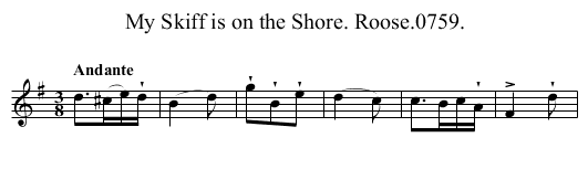 My Skiff is on the Shore. Roose.0759. - staff notation