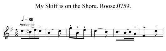 My Skiff is on the Shore. Roose.0759. - staff notation