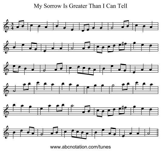 My Sorrow Is Greater Than I Can Tell - staff notation