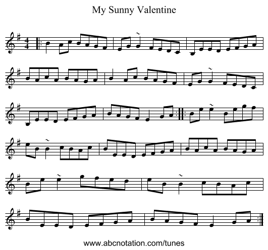 My Sunny Valentine - staff notation