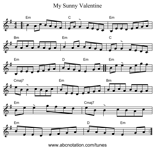 My Sunny Valentine - staff notation