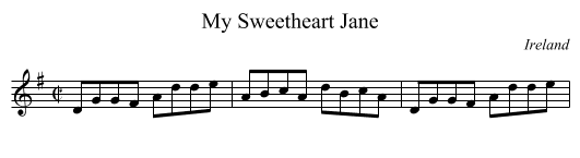 My Sweetheart Jane - staff notation