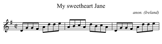 My sweetheart Jane - staff notation