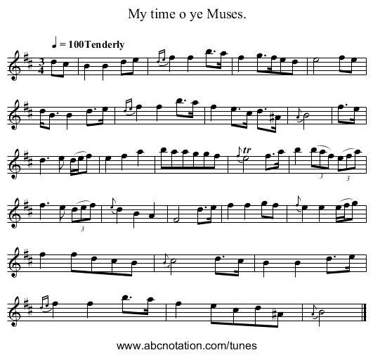 My time o ye Muses. - staff notation