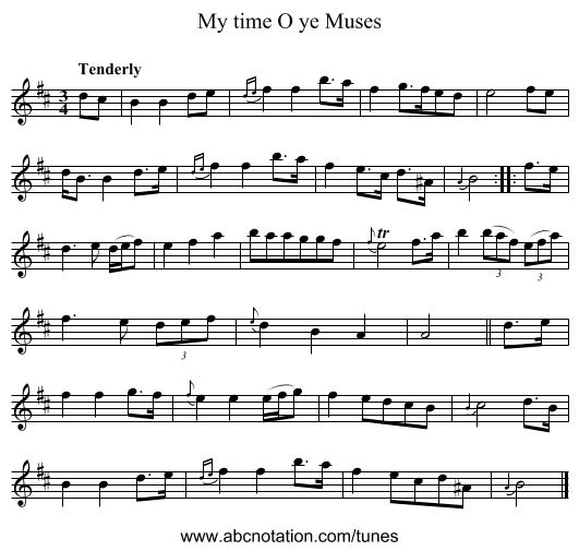 My time O ye Muses - staff notation