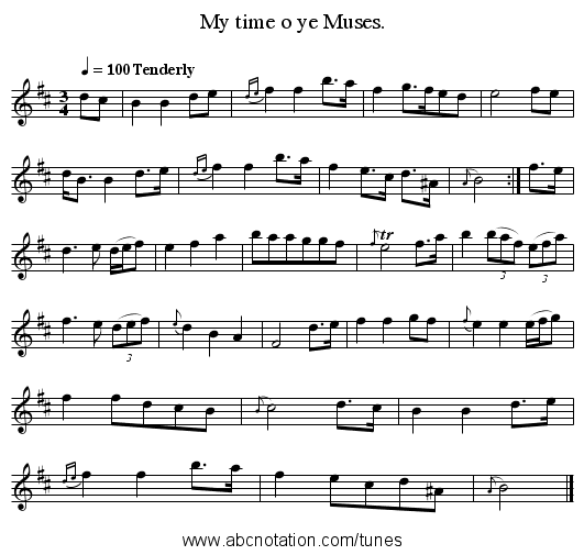 My time o ye Muses. - staff notation