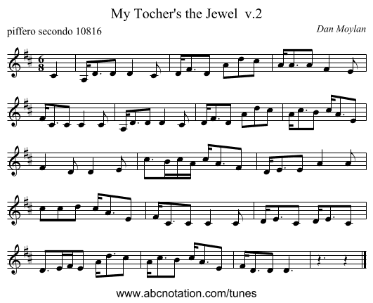 My Tocher's the Jewel  v.2 - staff notation