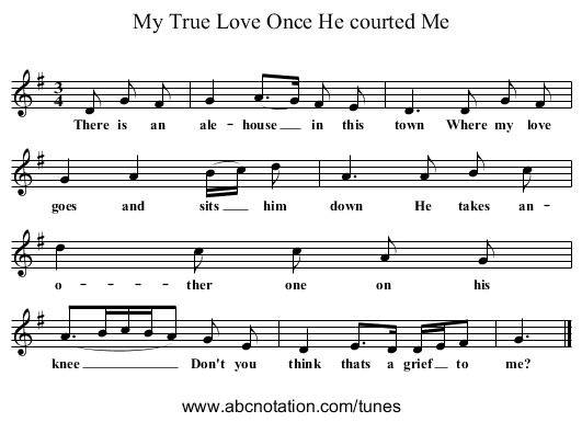 My True Love Once He courted Me - staff notation