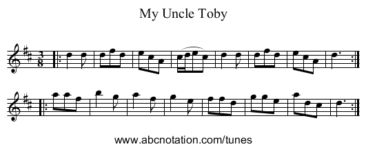 My Uncle Toby - staff notation