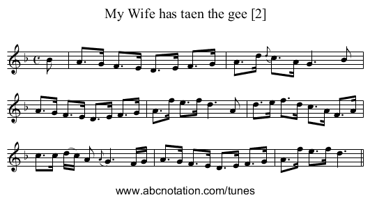 My Wife has taen the gee [2] - staff notation