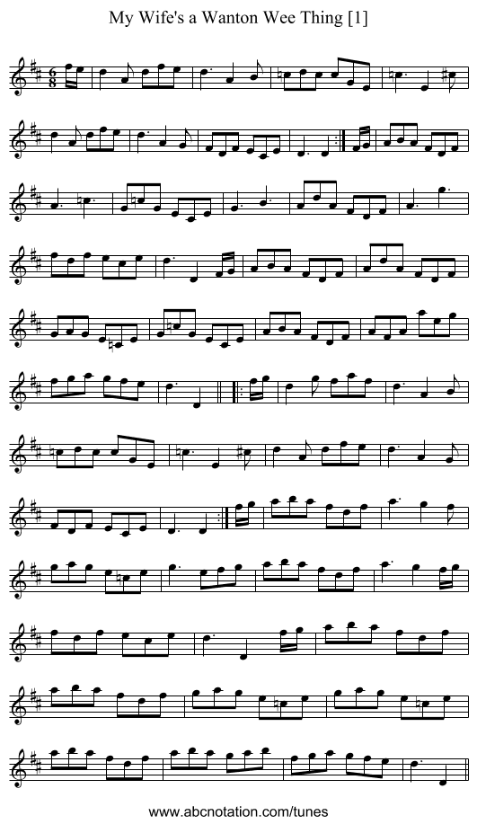My Wife's a Wanton Wee Thing [1] - staff notation