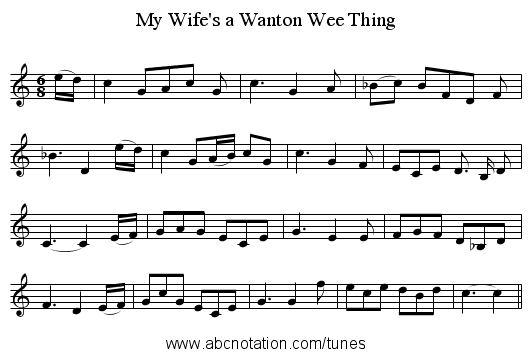 My Wife's a Wanton Wee Thing - staff notation