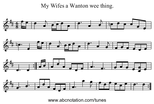 My Wifes a Wanton wee thing. - staff notation