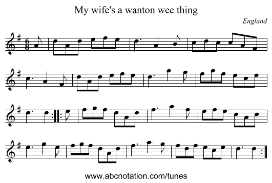 My wife's a wanton wee thing - staff notation