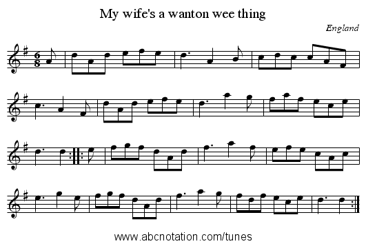 My wife's a wanton wee thing - staff notation