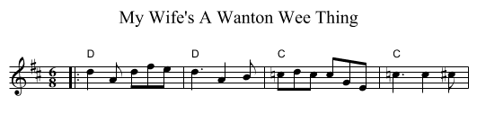 My Wife's A Wanton Wee Thing - staff notation
