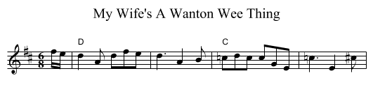 My Wife's A Wanton Wee Thing - staff notation