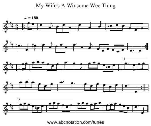 My Wife's A Winsome Wee Thing - staff notation