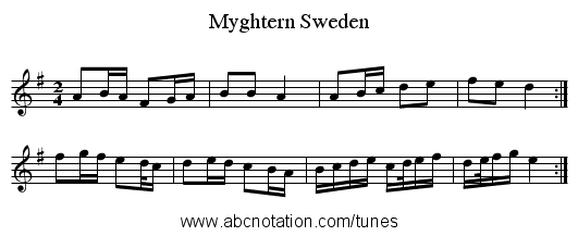 Myghtern Sweden - staff notation