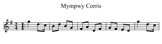 Mympwy Corris - staff notation