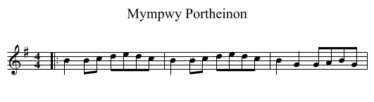 Mympwy Portheinon - staff notation