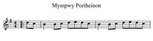 Mympwy Portheinon - staff notation
