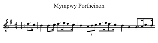 Mympwy Portheinon - staff notation