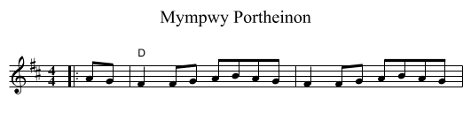 Mympwy Portheinon - staff notation