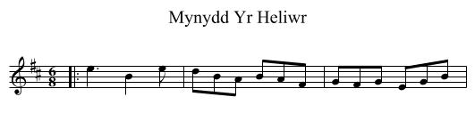 Mynydd Yr Heliwr - staff notation