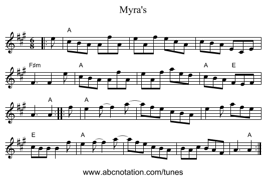 Myra's - staff notation