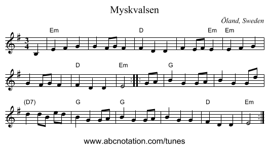 Myskvalsen - staff notation