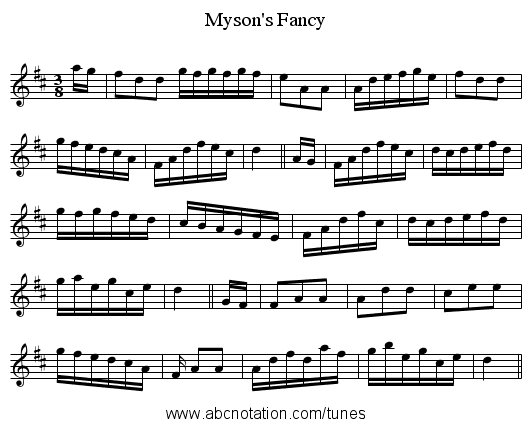 Myson's Fancy - staff notation