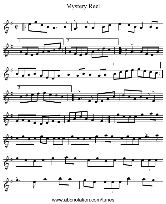 Mystery Reel - staff notation