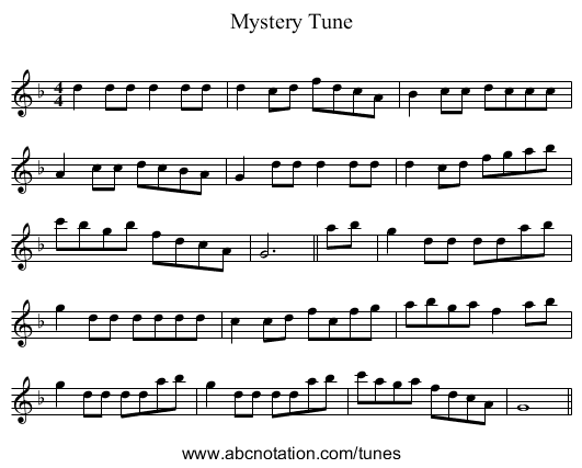 Mystery Tune - staff notation