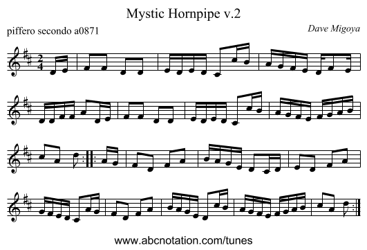 Mystic Hornpipe v.2 - staff notation