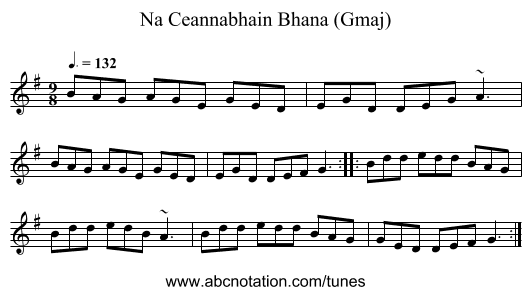 Na Ceannabhain Bhana (Gmaj) - staff notation