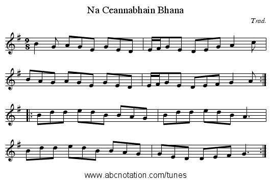 Na Ceannabhain Bhana - staff notation