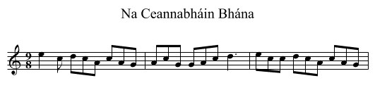 Na Ceannabháin Bhána - staff notation