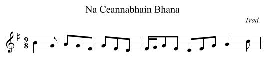 Na Ceannabhain Bhana - staff notation