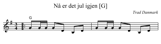 N&aring; er det jul igjen [G] - staff notation