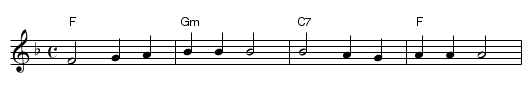 N&aring; er v&aring;ren her - staff notation