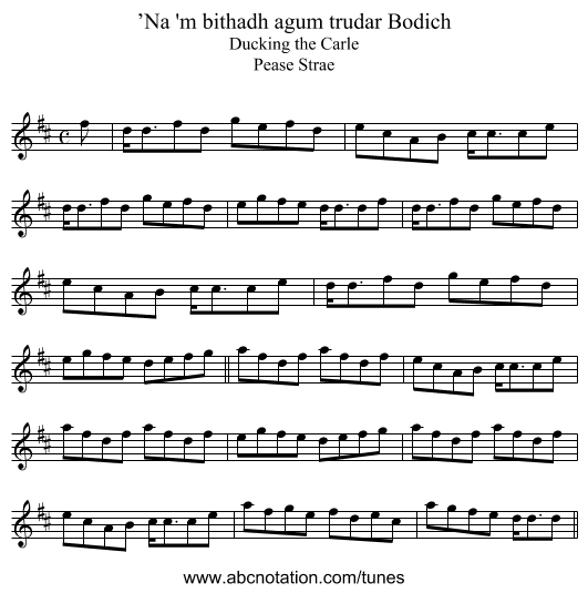 ’Na 'm bithadh agum trudar Bodich - staff notation