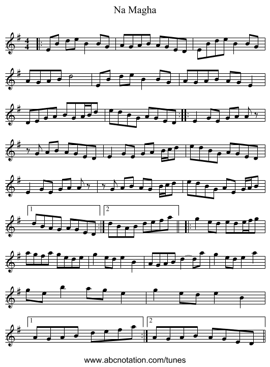 Na Magha - staff notation