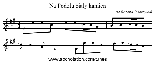 Na Podolu bialy kamien - staff notation
