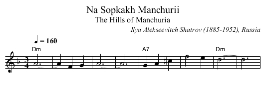 Na Sopkakh Manchurii - staff notation
