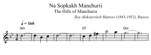 Na Sopkakh Manchurii - staff notation