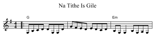 Na Tithe Is Gile - staff notation