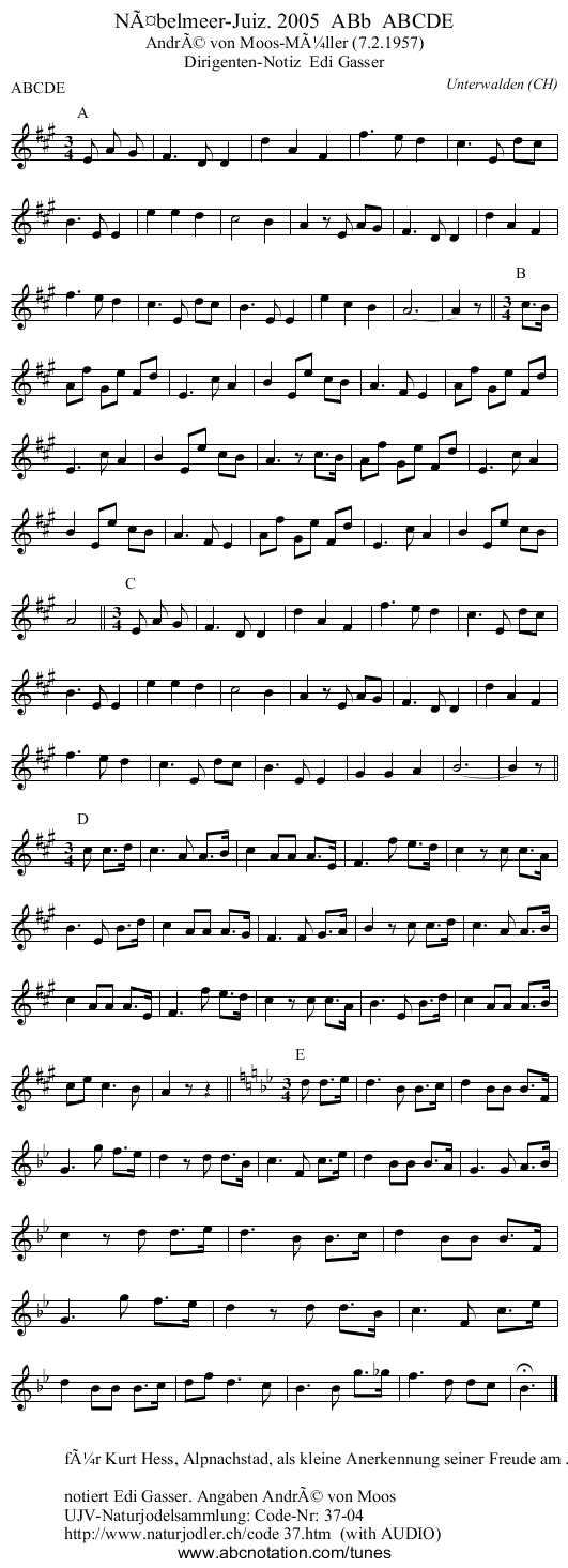 NÃ¤belmeer-Juiz. 2005  ABb  ABCDE - staff notation