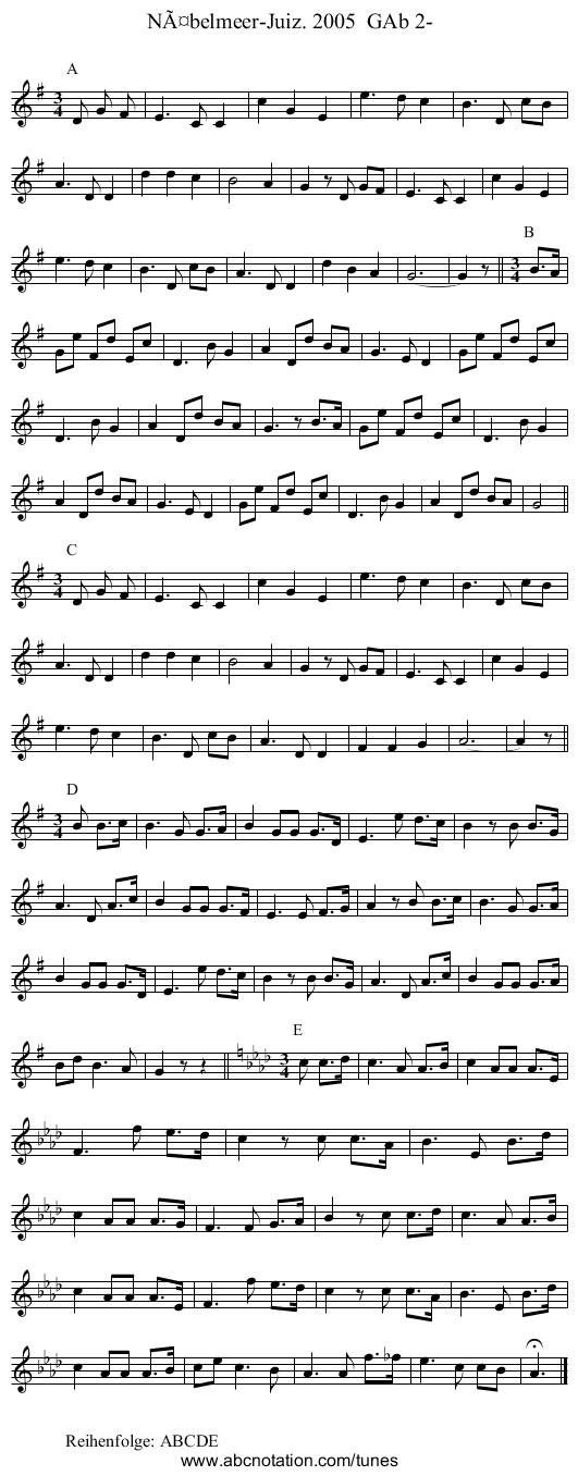 NÃ¤belmeer-Juiz. 2005  GAb 2- - staff notation