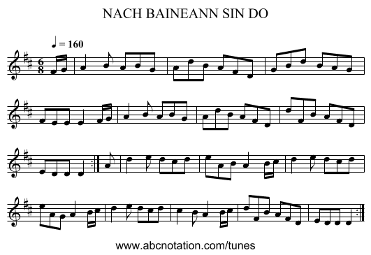NACH BAINEANN SIN DO - staff notation